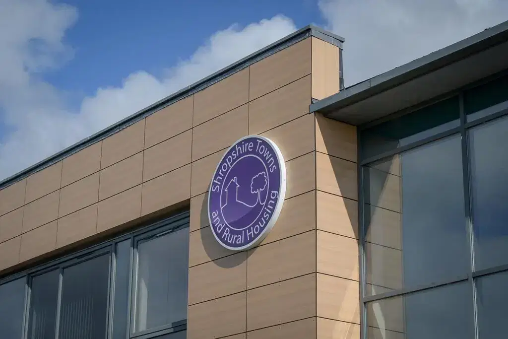 Star logo on building