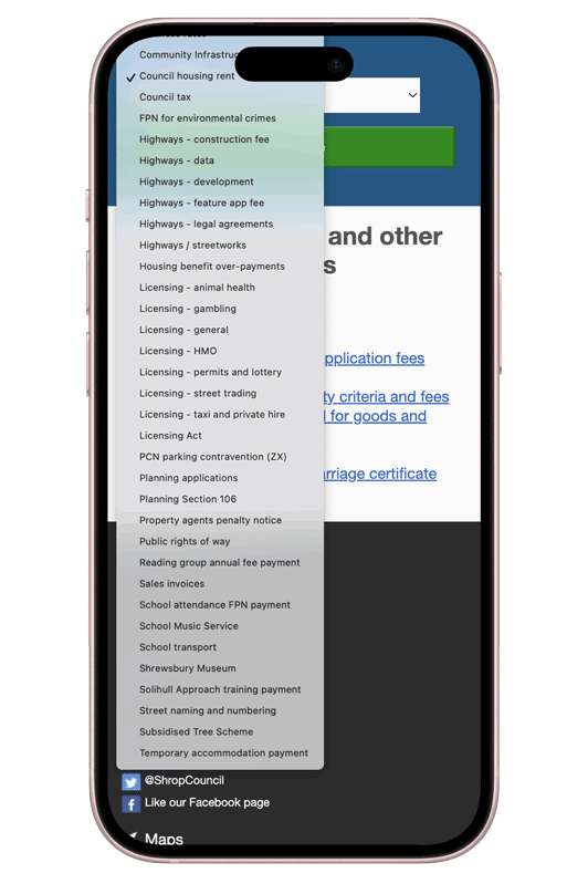 paying online at Shropshire council page