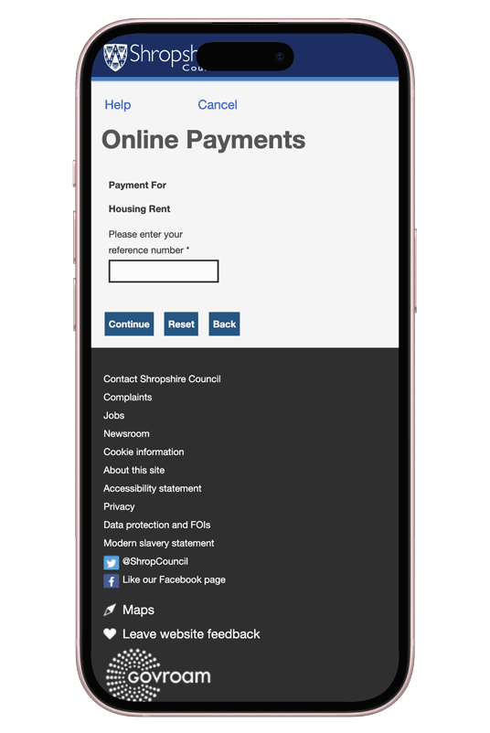 paying online at Shropshire council page